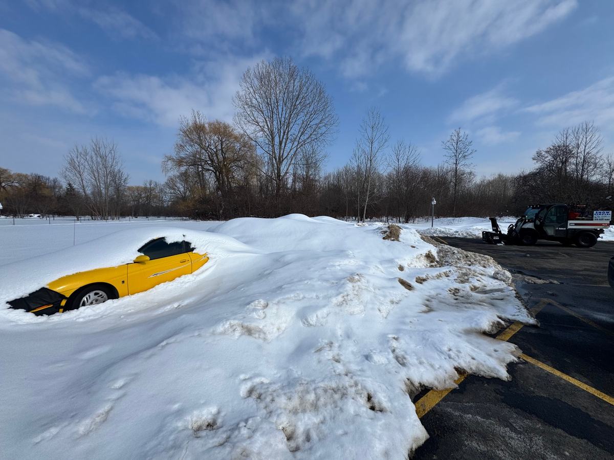 Parking area after snow-bank work